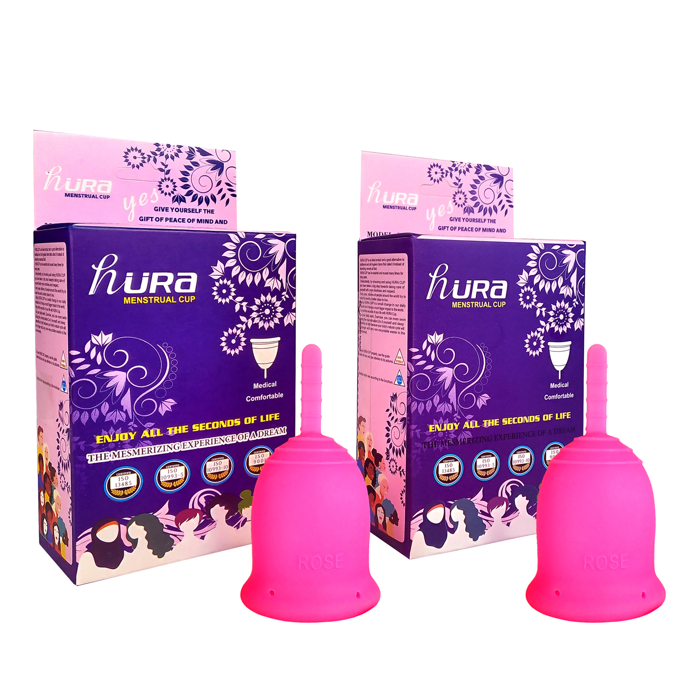 کاپ قاعدگی حورا مدل رز مجموعه 12 عددی ( 6 عدد سایز 1 بهمراه 6 عدد سایز 2 )